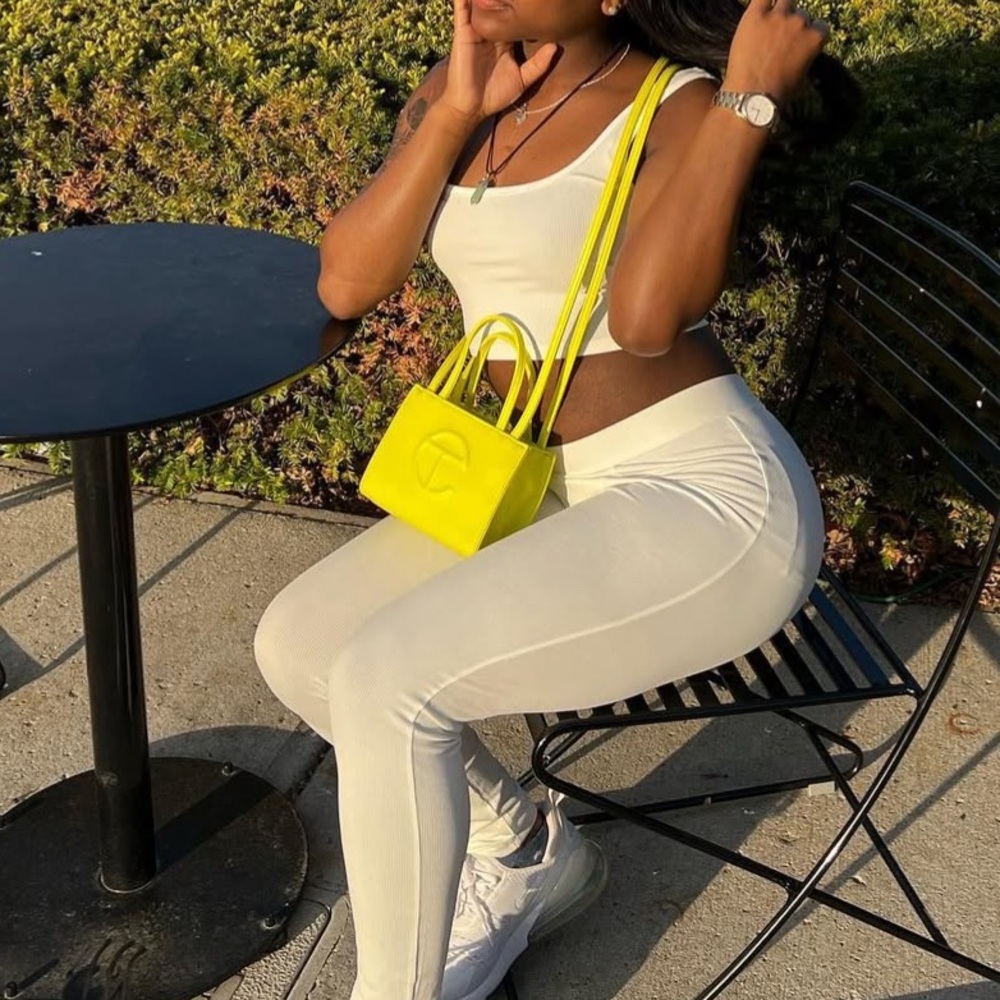 matching white legging and tee set